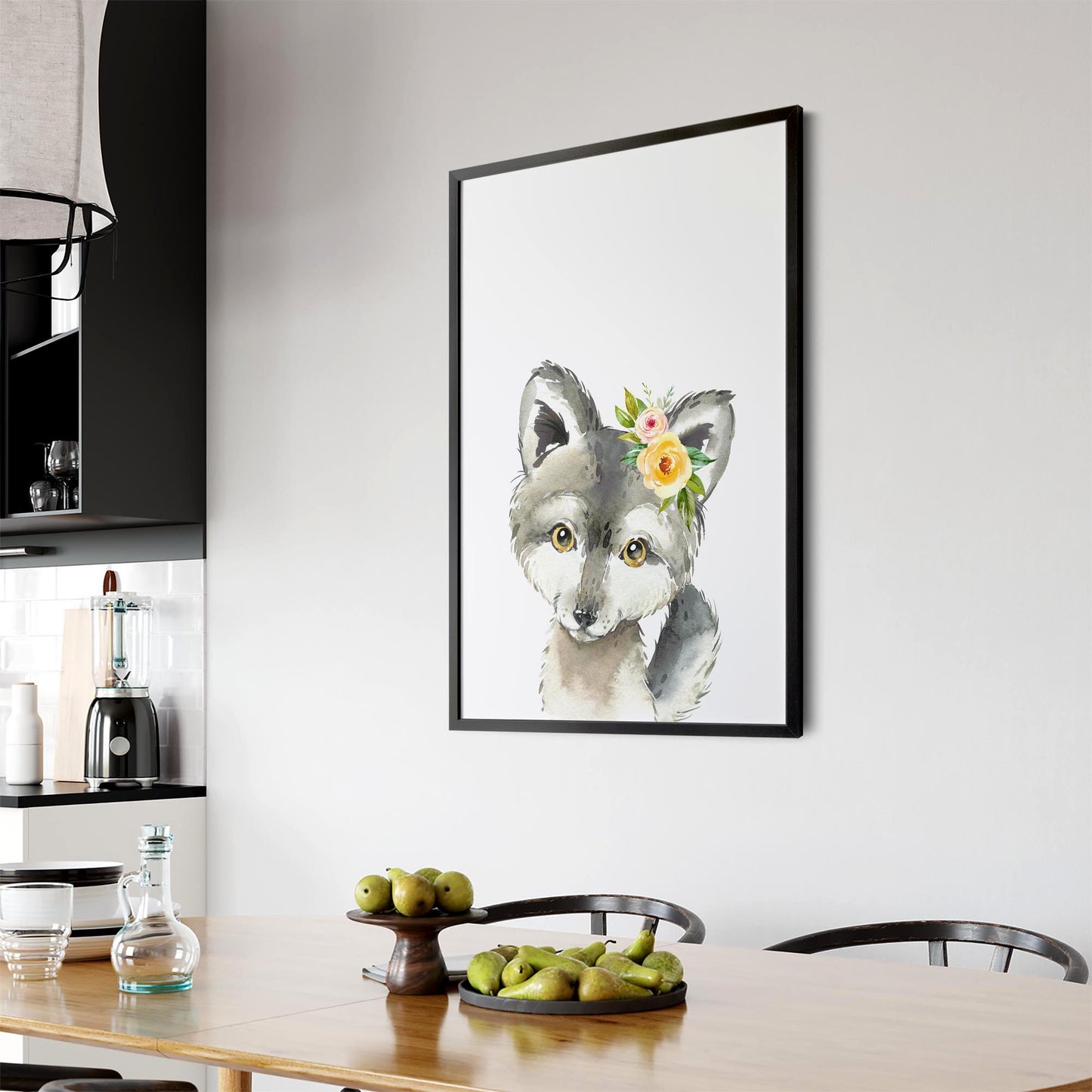 Cute Baby Wolf Nursery Animal Gift Wall Art - The Affordable Art Company