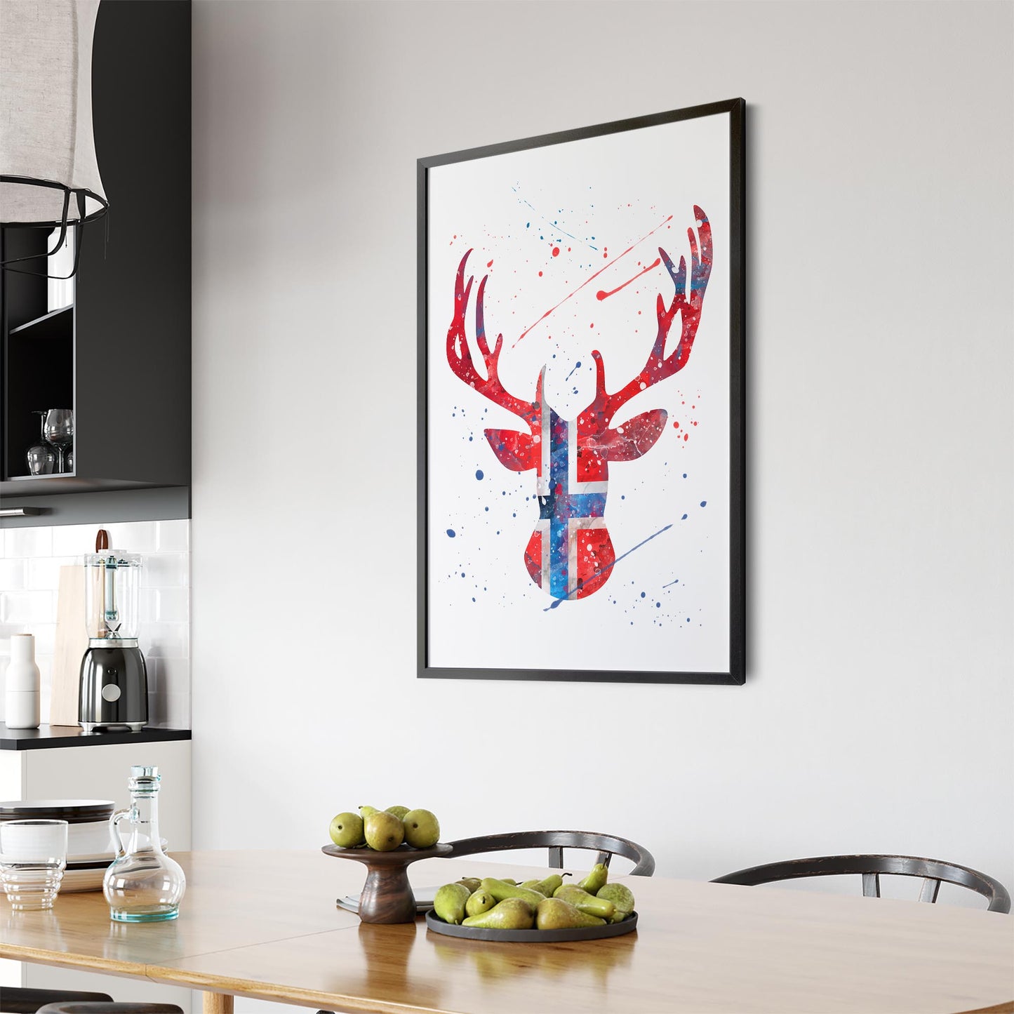 Norwegian Flag Deer Painting Wall Art - The Affordable Art Company