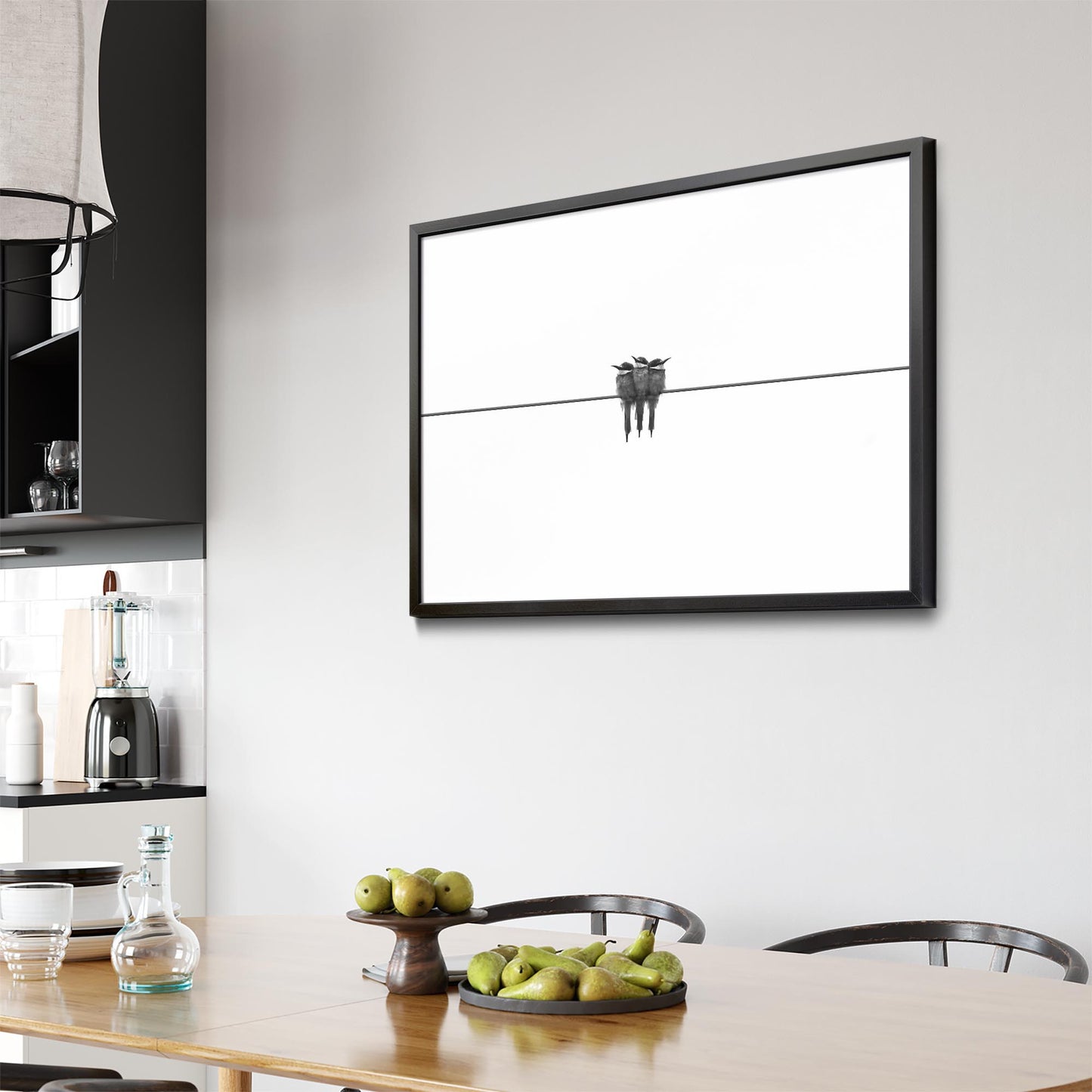 Abstract Bird on Wire Minimal Drawing Wall Art - The Affordable Art Company