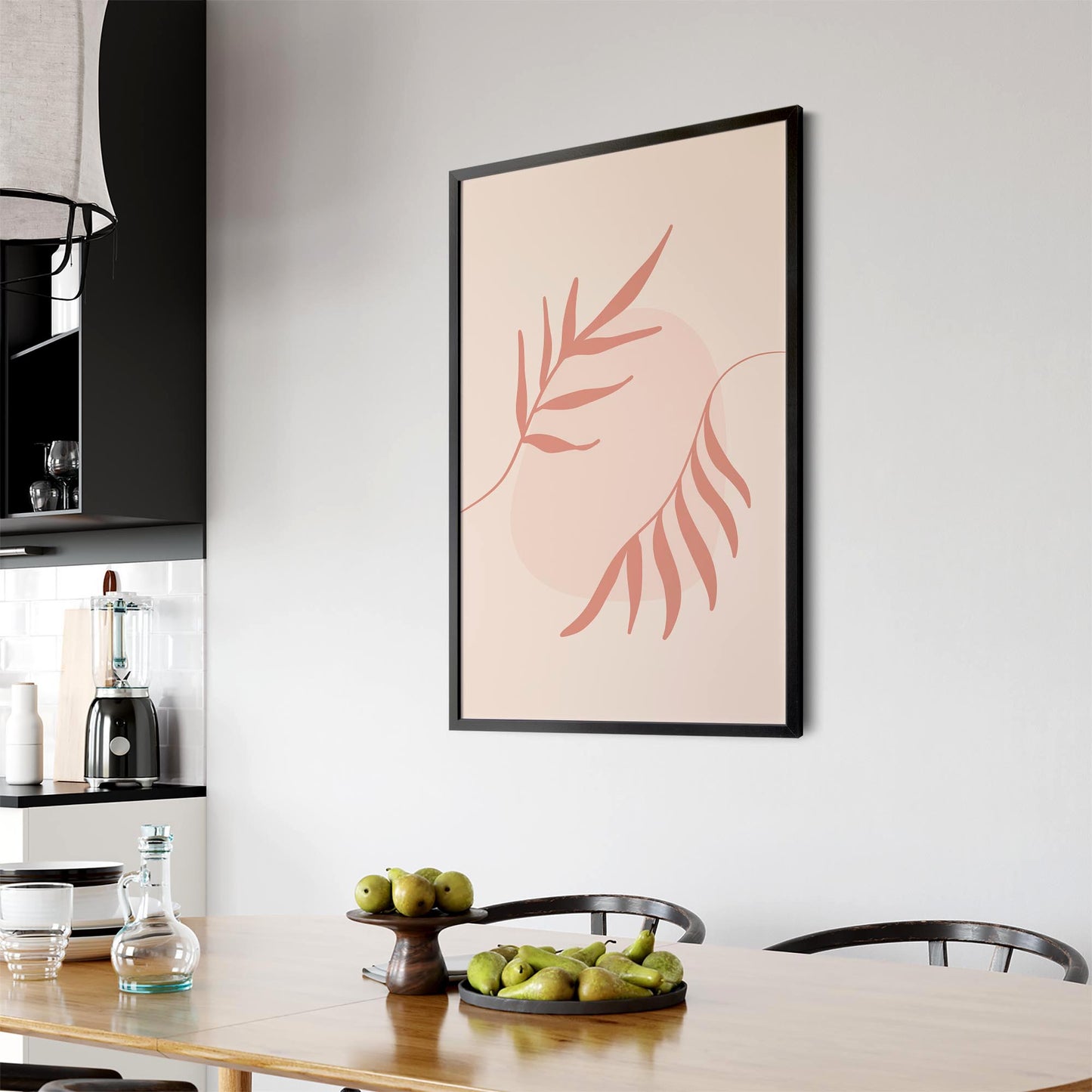 Minimal Leaf Pink & Pastel Retro Abstract Wall Art #2 - The Affordable Art Company