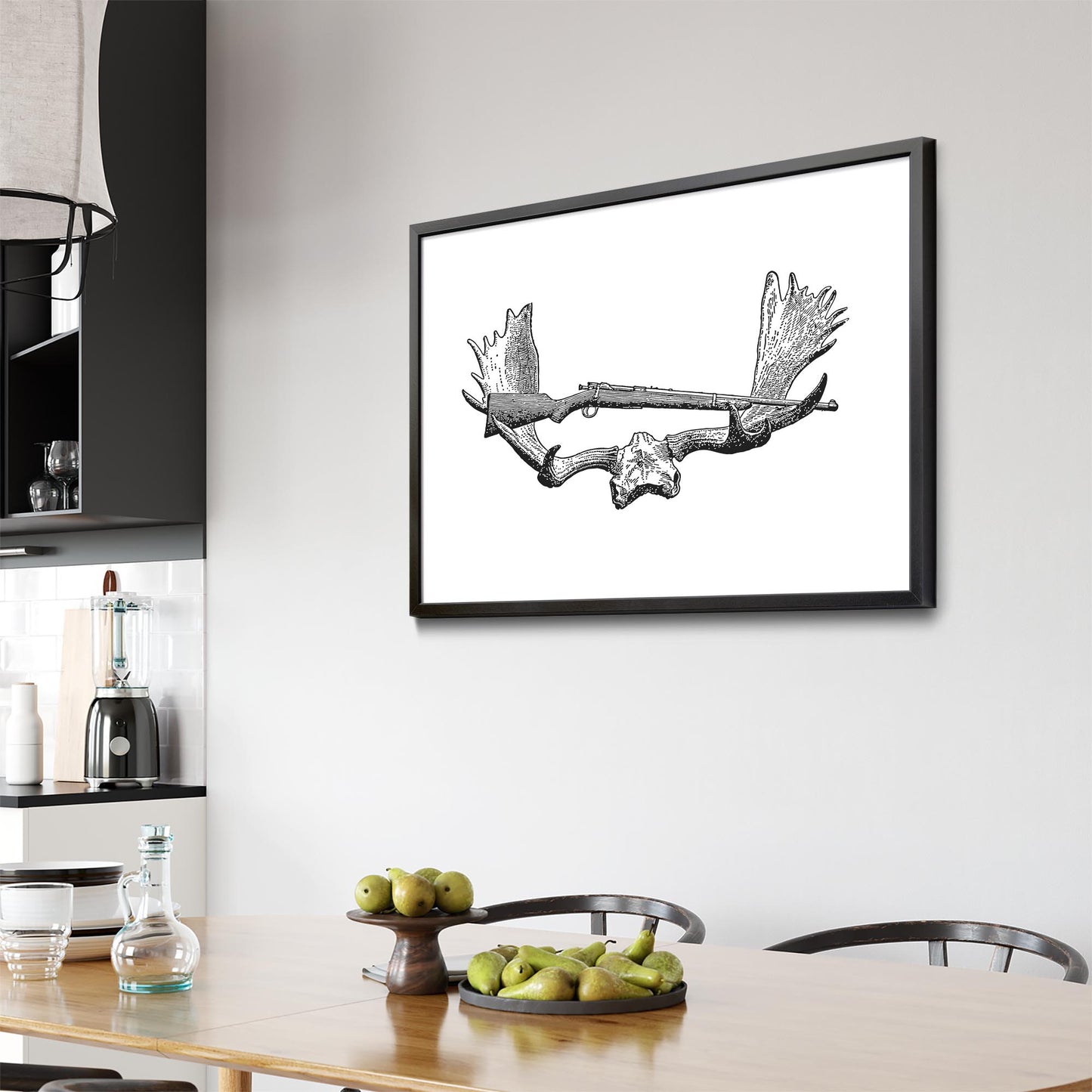 Antlers Hunting Drawing Man Cave Wall Art #2 - The Affordable Art Company