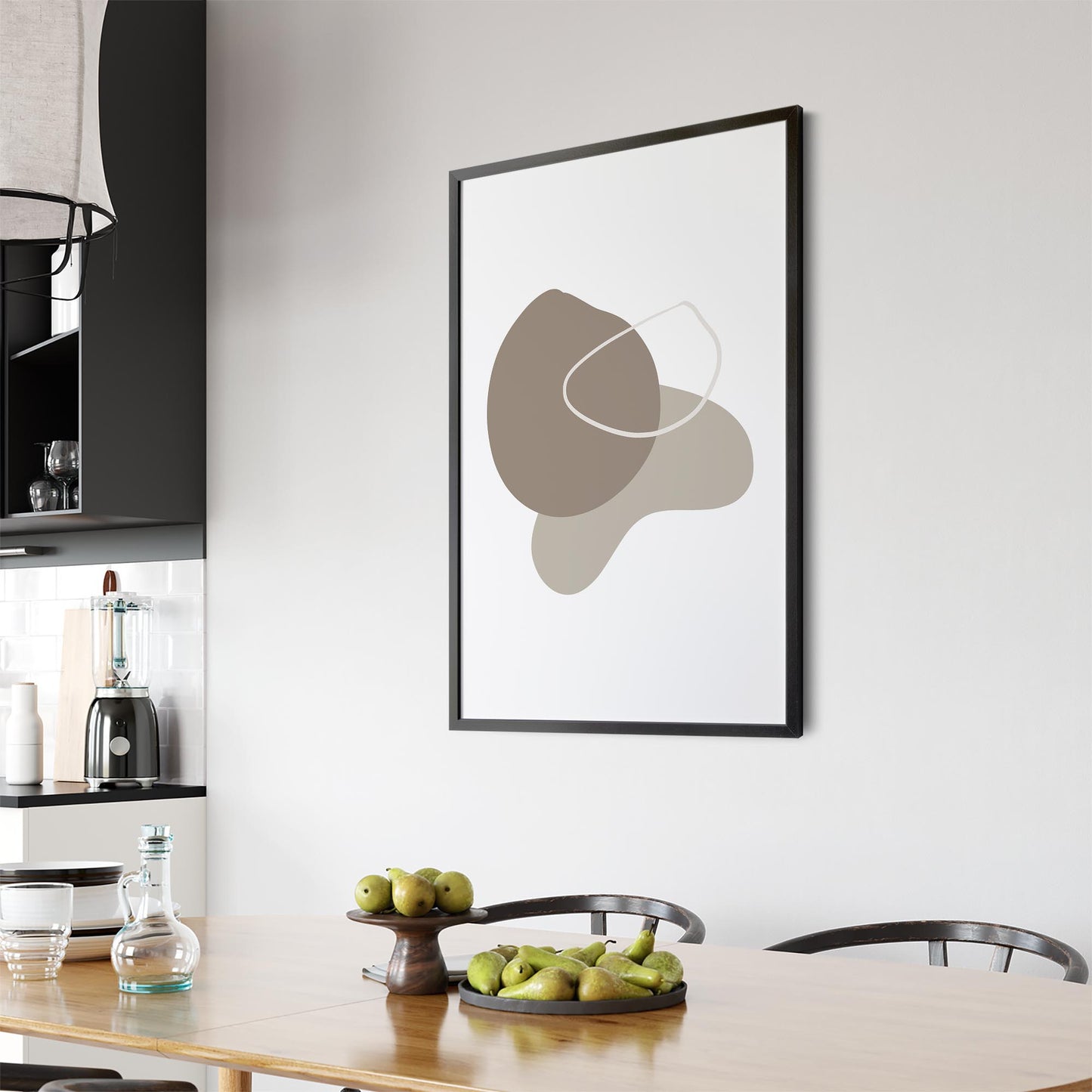 Minimal Black & White Shapes Abstract Wall Art #6 - The Affordable Art Company