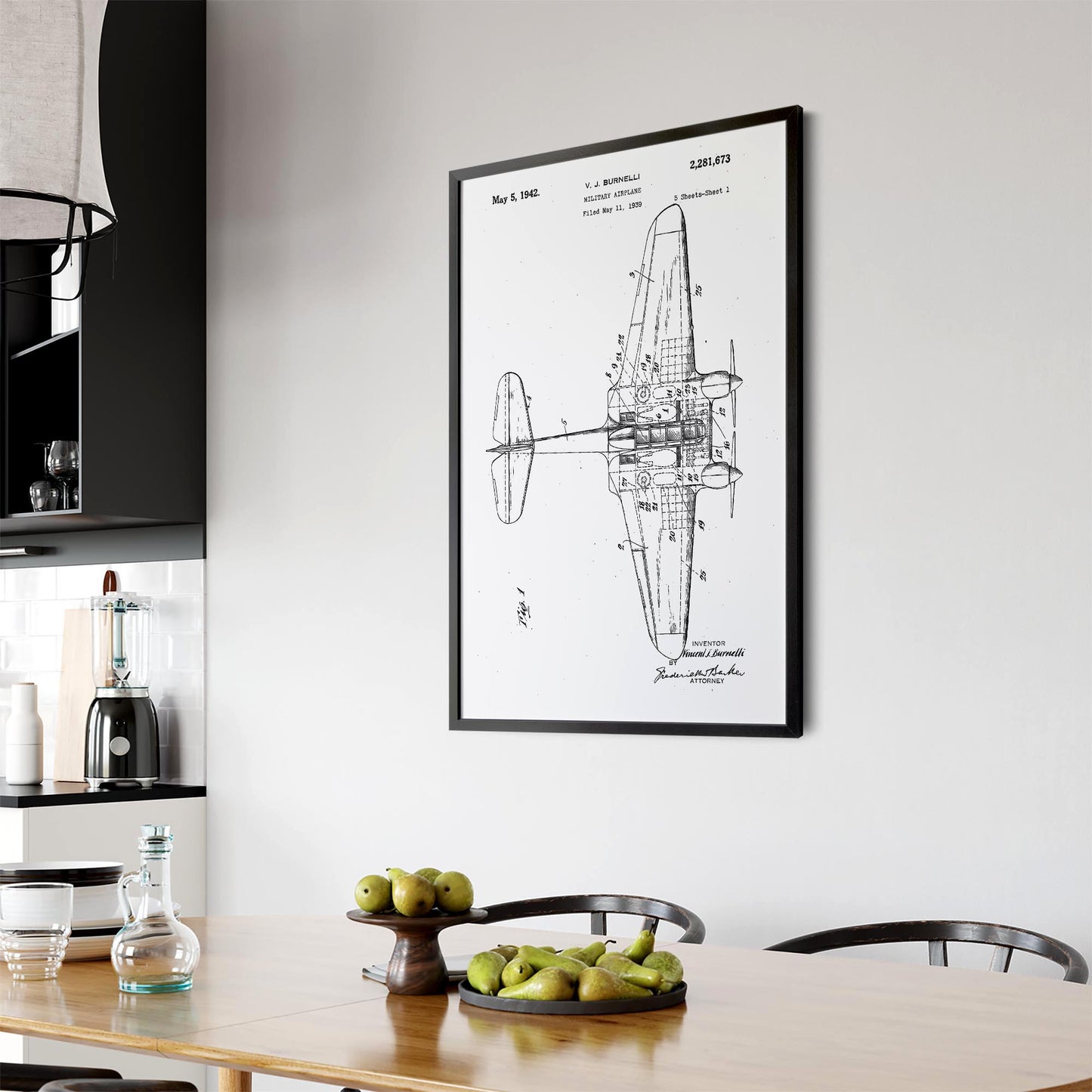 Airplane Patent Vintage Minimal Man Cave Wall Art #5 - The Affordable Art Company