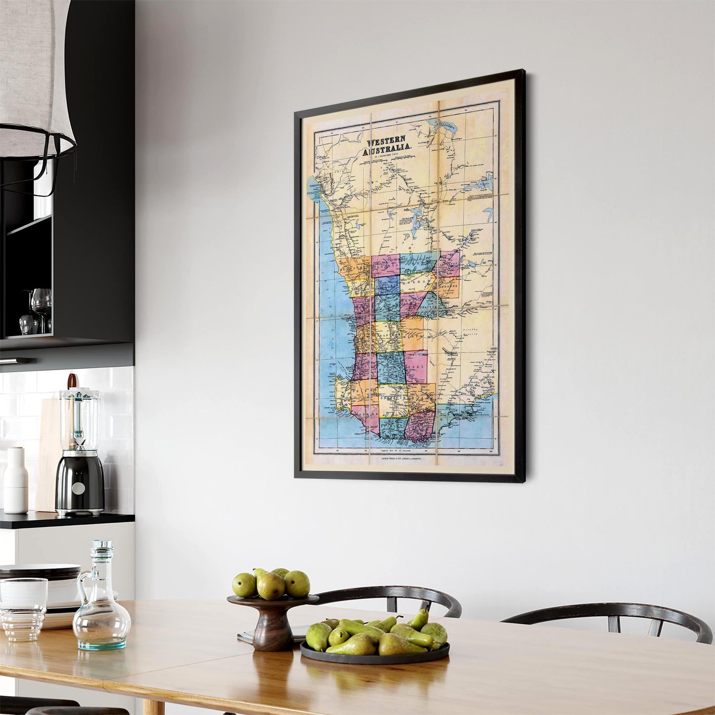 Western Australia Vintage Map Perth Wall Art - The Affordable Art Company