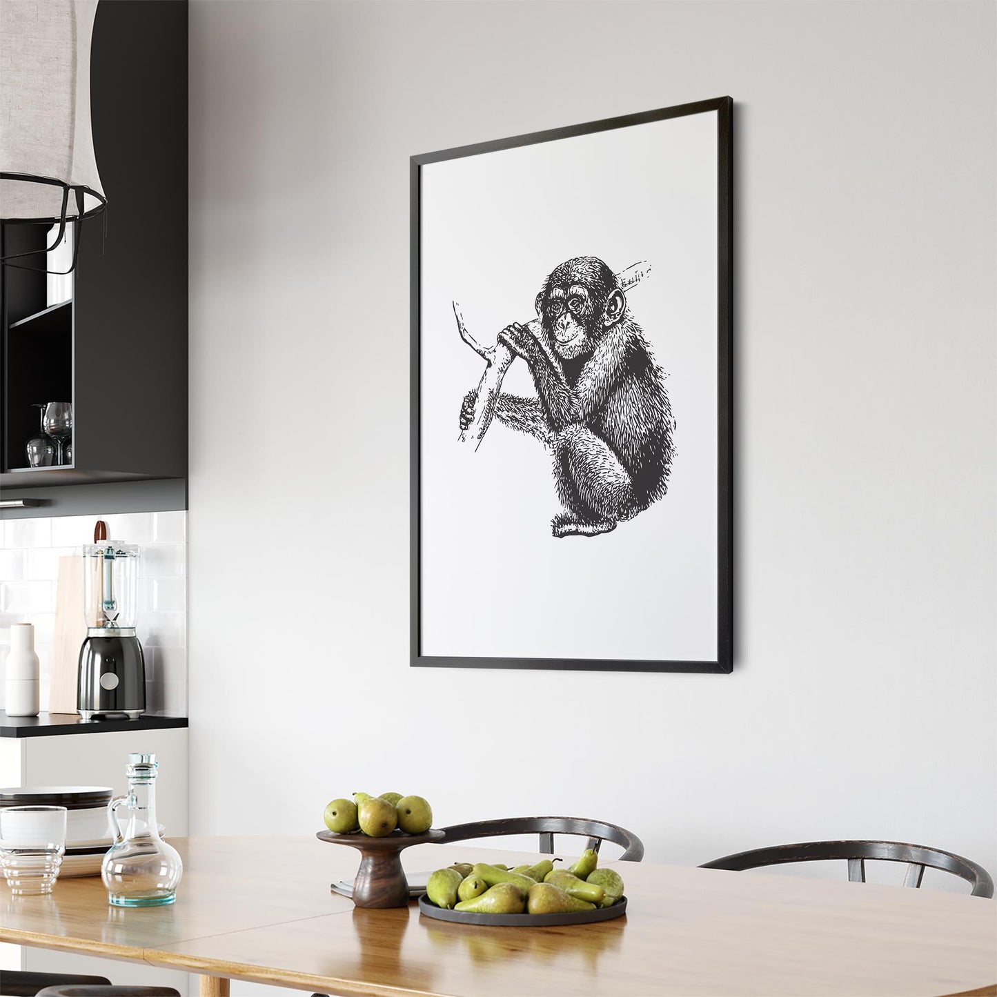 Monkey Baby Drawing Animal Jungle Wall Art - The Affordable Art Company