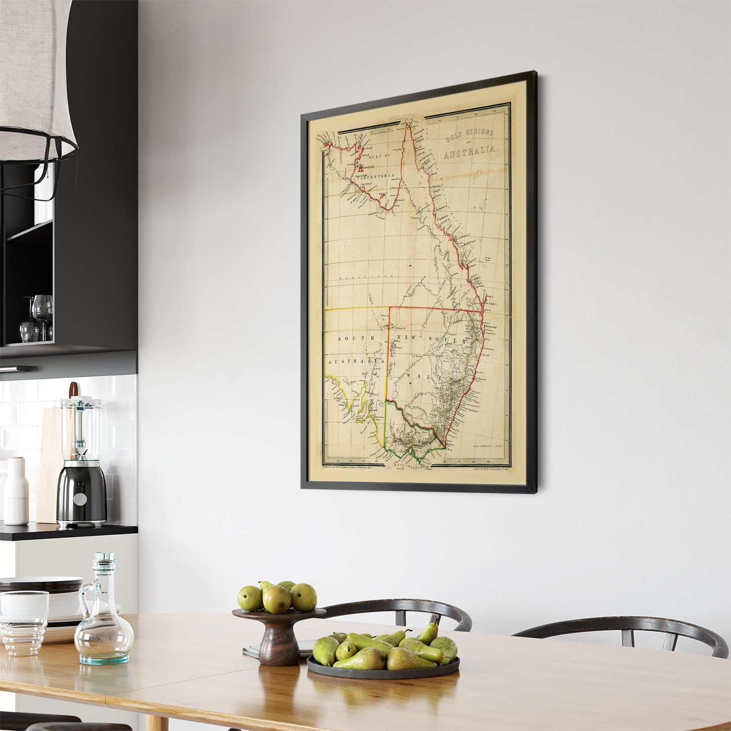 Vintage East Coast Australia Map Wall Art - The Affordable Art Company