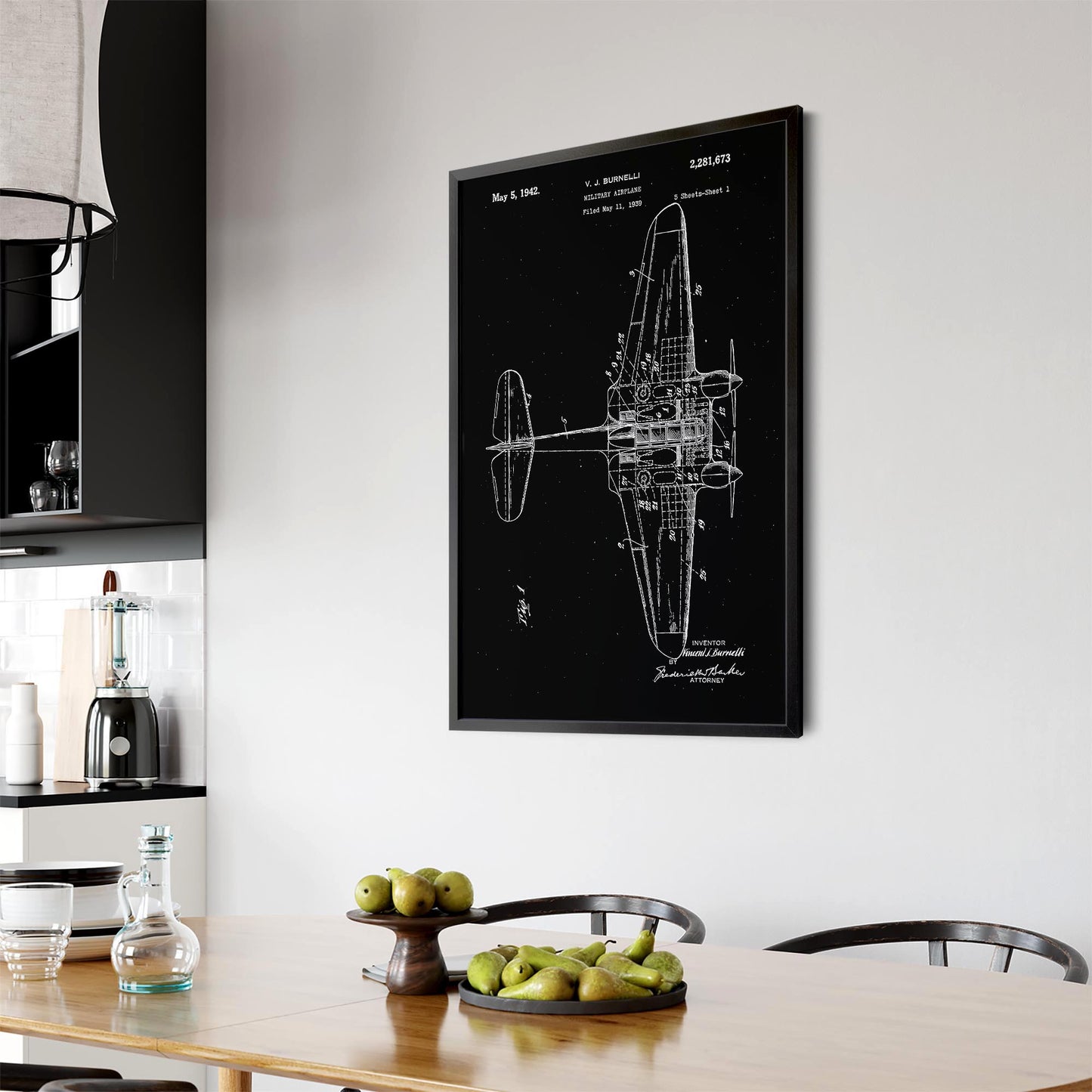 Airplane Patent Vintage Minimal Man Cave Wall Art #4 - The Affordable Art Company