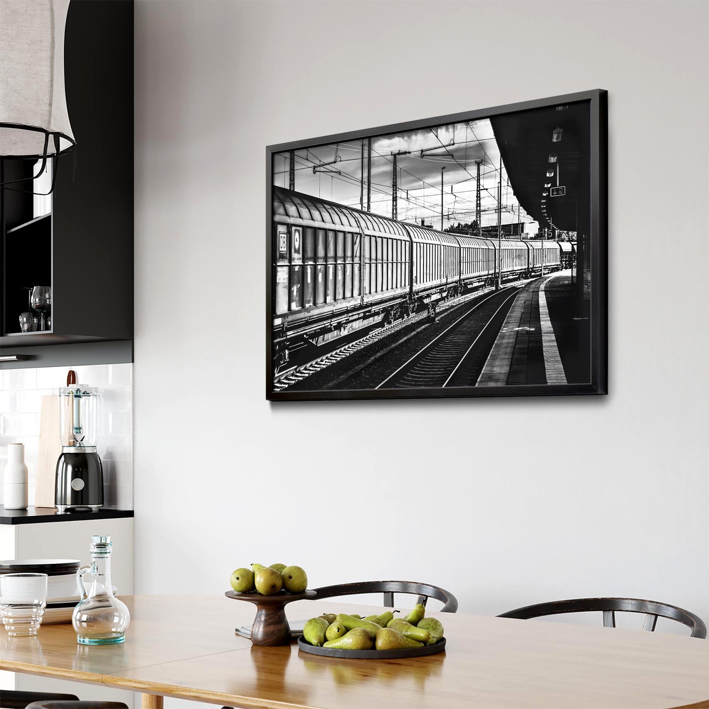 Freight Train Black and White Photograph Wall Art - The Affordable Art Company