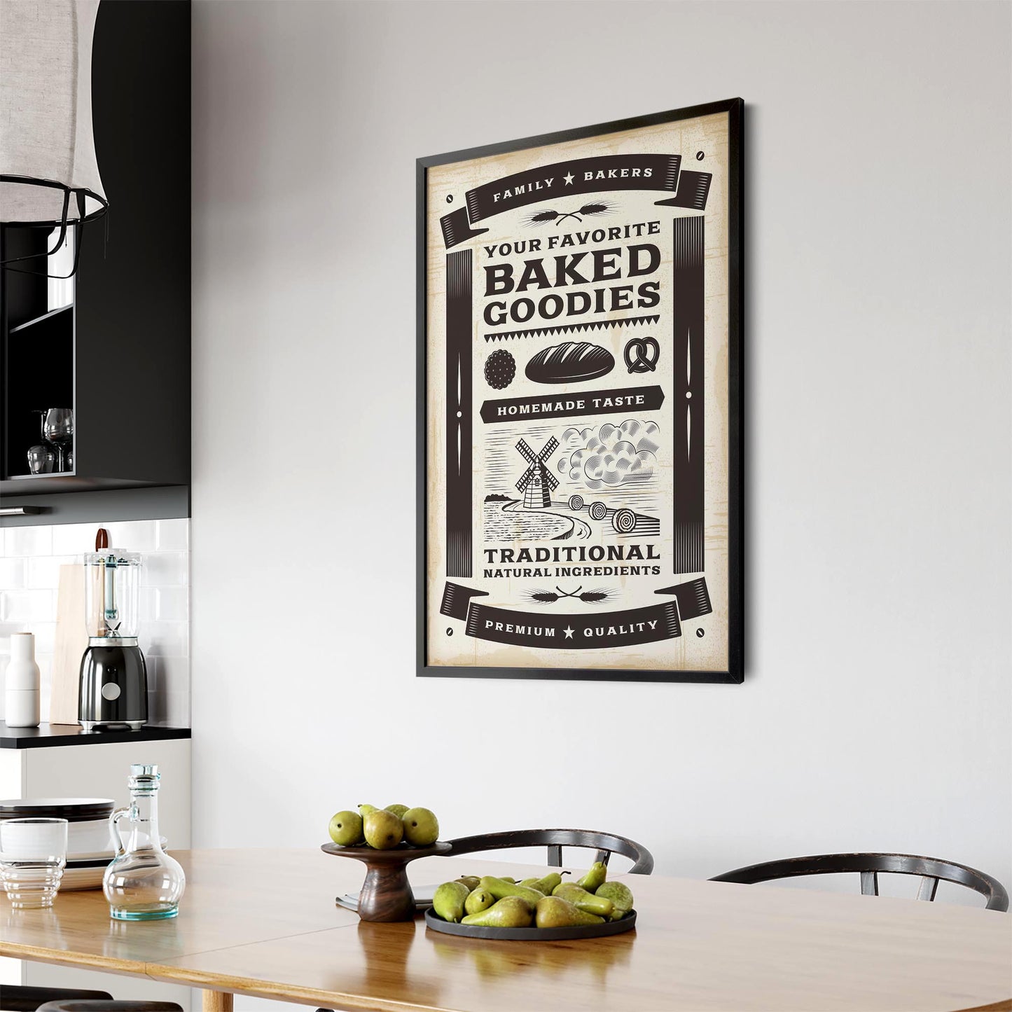 Vintage Bakery Farmhouse Kitchen Cafe Wall Art - The Affordable Art Company