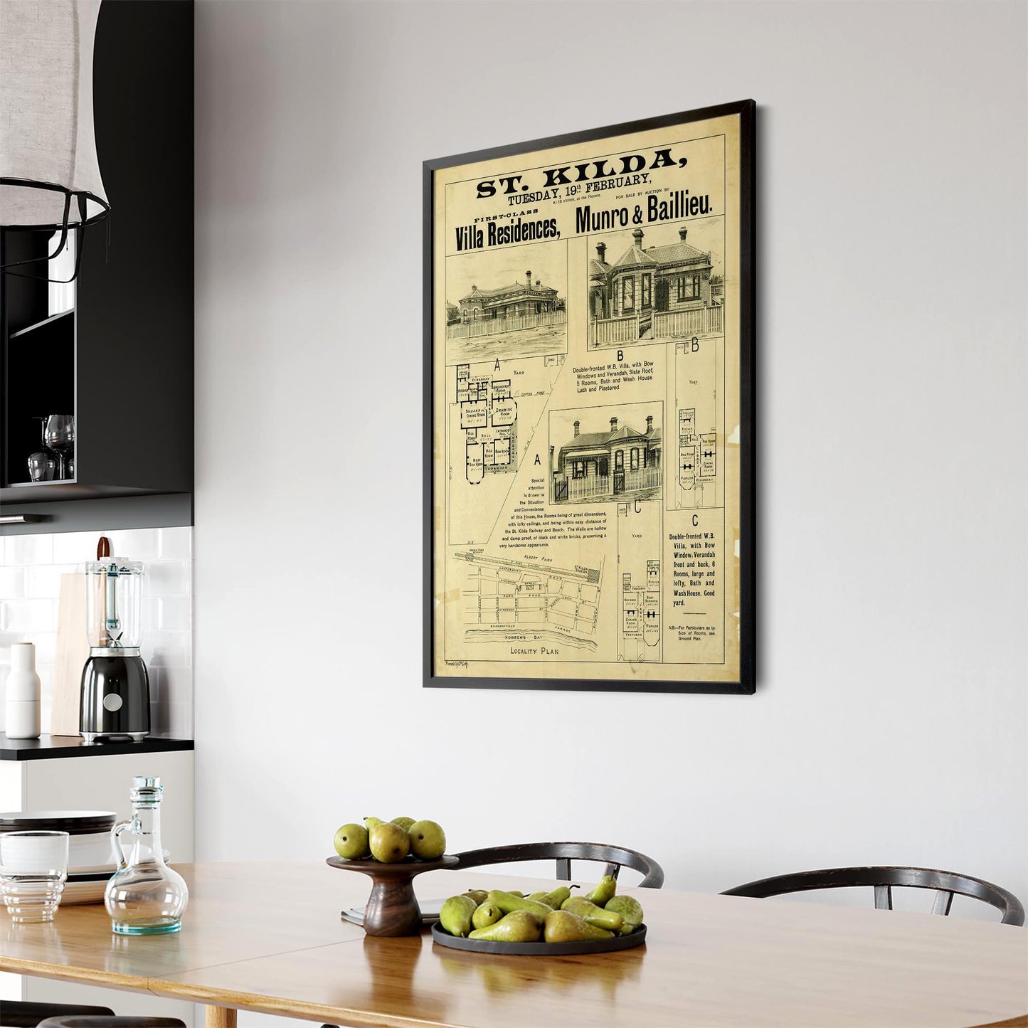 St Kilda Melbourne Vintage Real Estate Advert Art - The Affordable Art Company