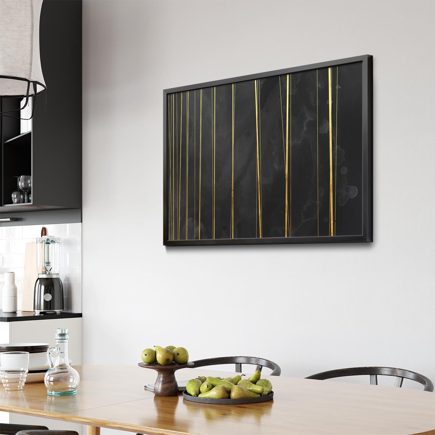 Black and Gold Abstract Painting Minimal Wall Art #2 - The Affordable Art Company