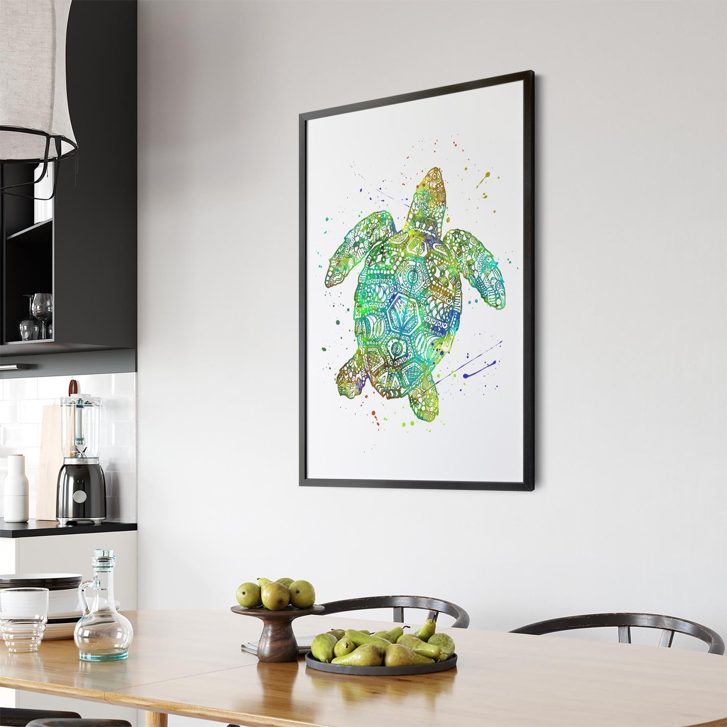 Green Sea Turtle Mandala Animal Wall Art - The Affordable Art Company