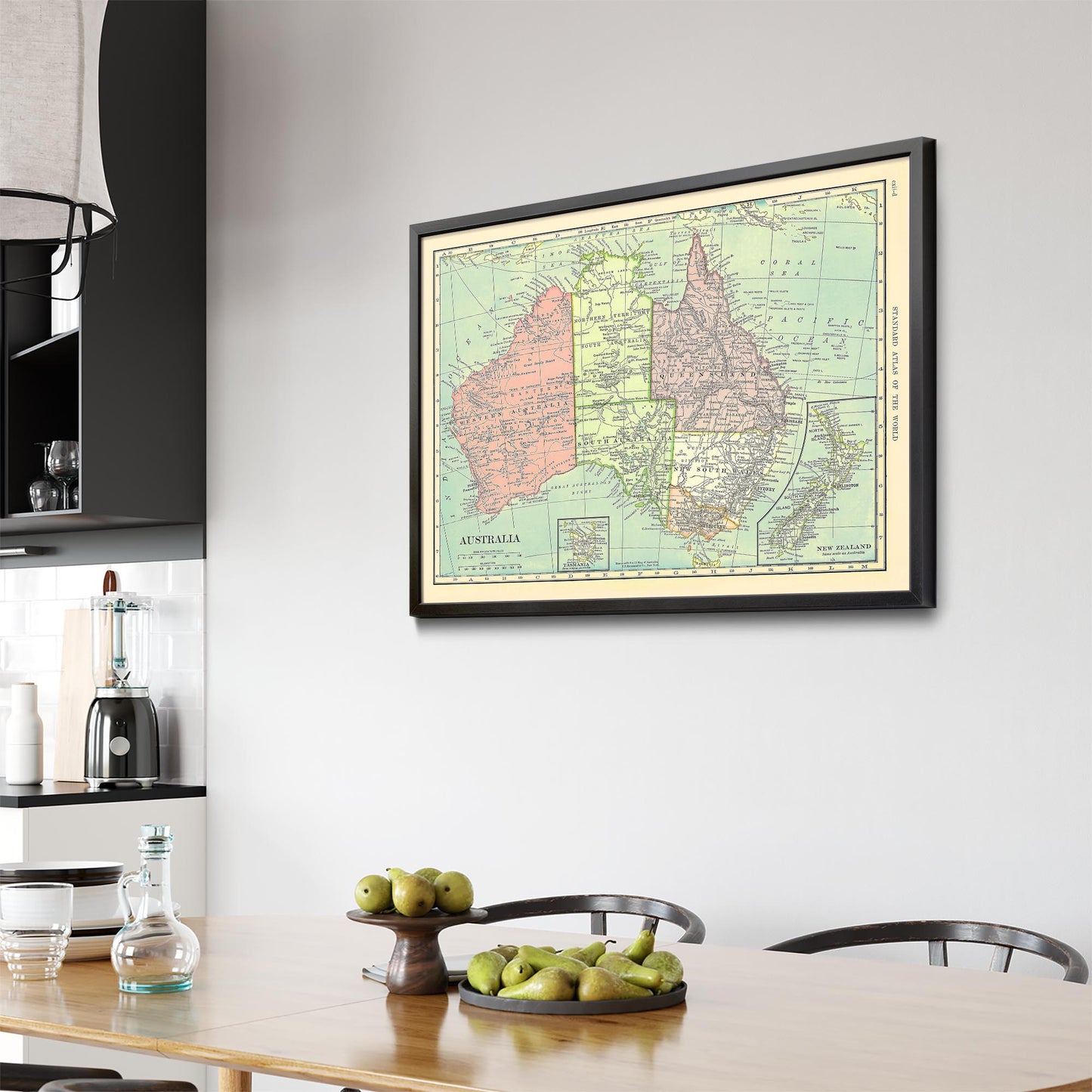Vintage Australia Old Map Wall Art - The Affordable Art Company