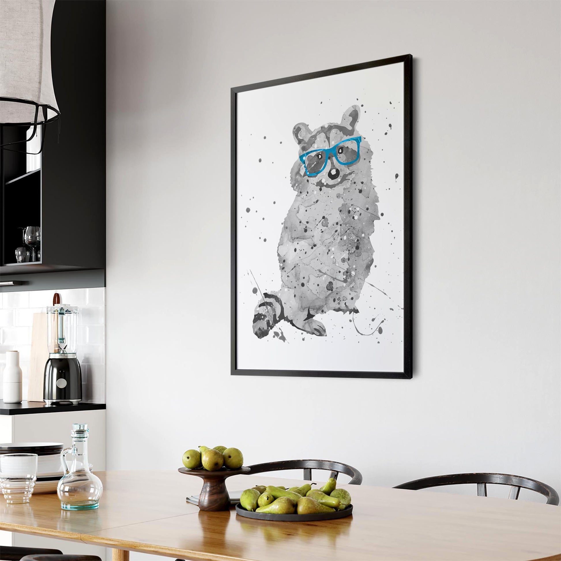 Raccoon Nursery Cartoon Cute Baby Wall Art - The Affordable Art Company