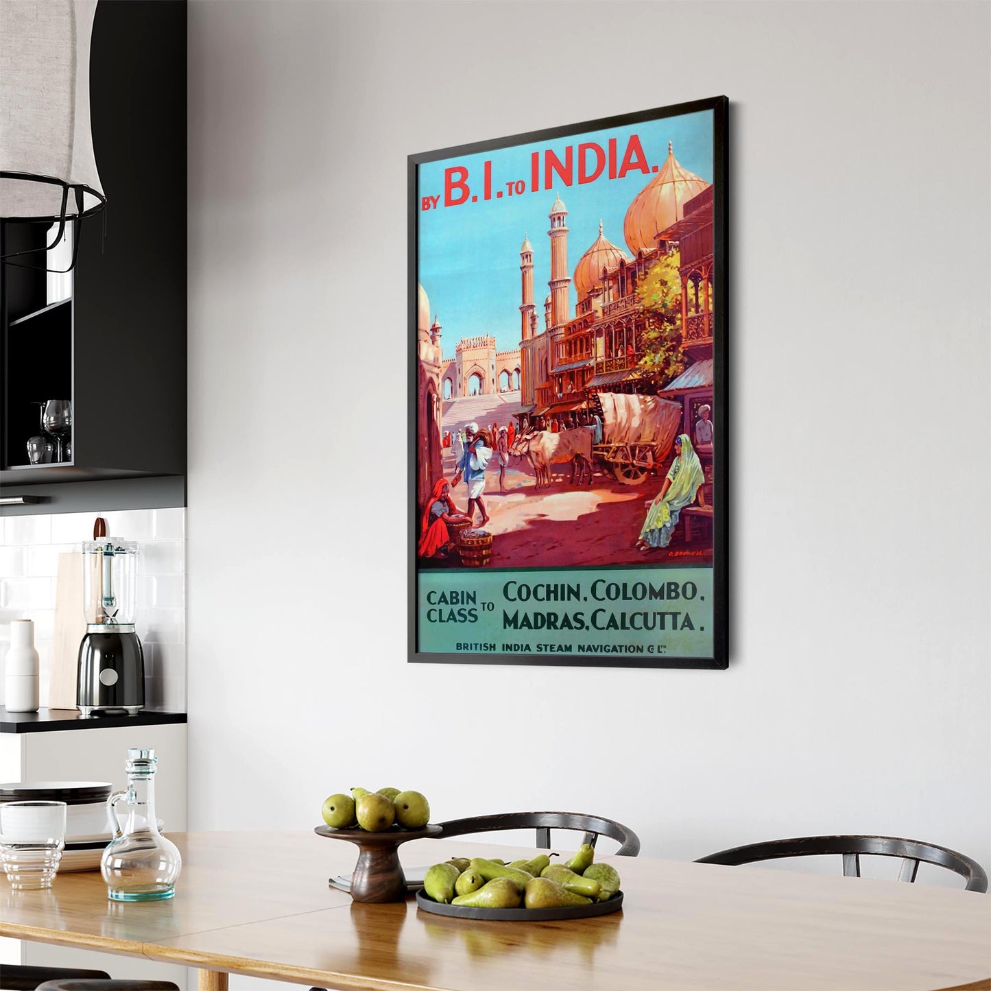 BI to India Vintage Travel Advert Wall Art - The Affordable Art Company