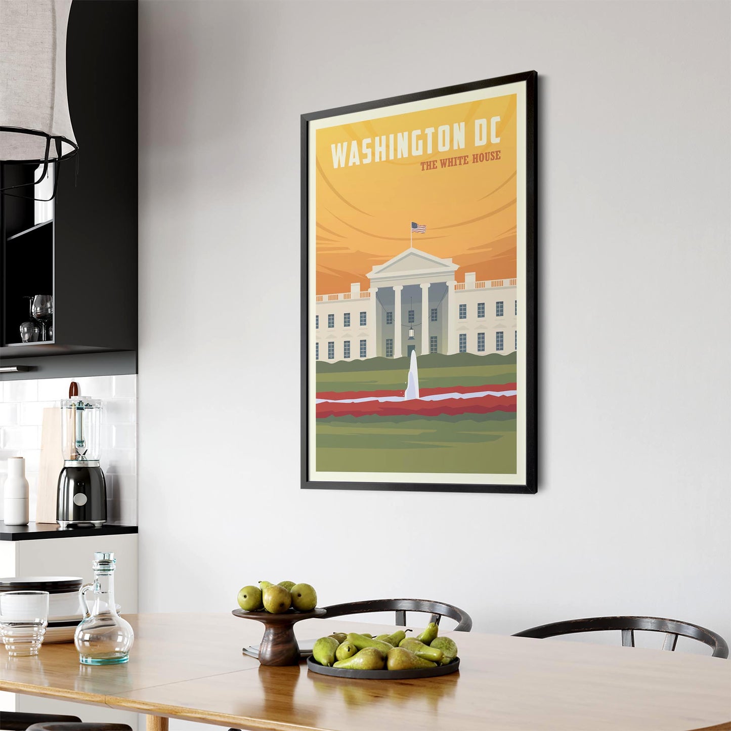 Retro Washington DC USA Vintage Travel Wall Art - The Affordable Art Company