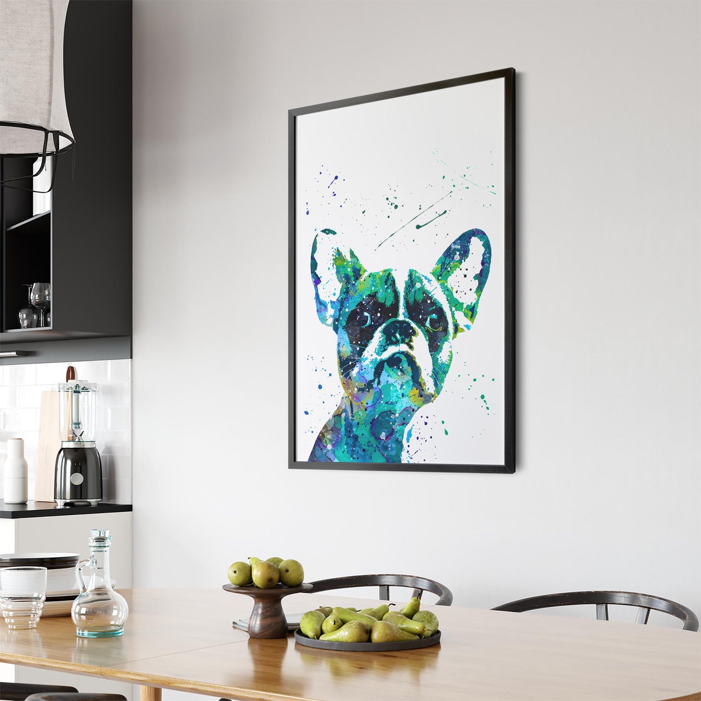 Watercolour French Bulldog Cute Dog Wall Art - The Affordable Art Company