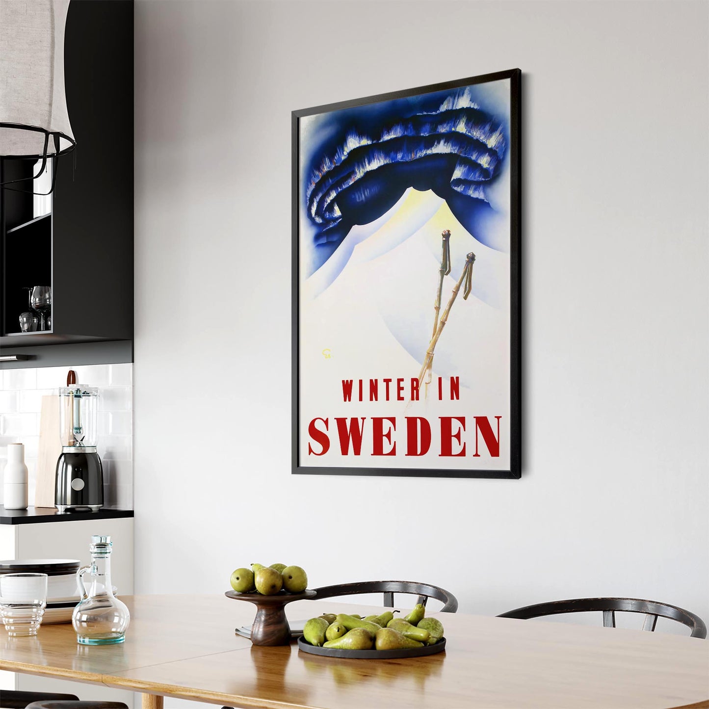 Winter In Sweden Vintage Travel Advert Wall Art - The Affordable Art Company