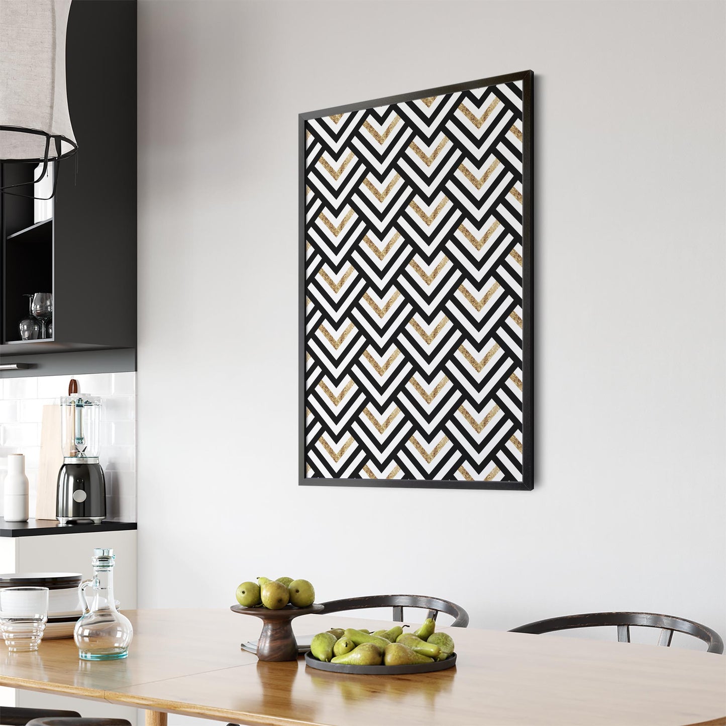 Geometric Pattern Abstract Black & White Wall Art #4 - The Affordable Art Company