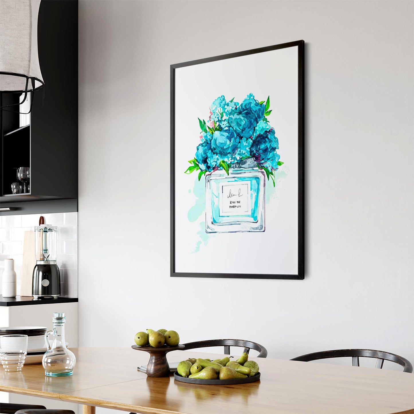 Teal Floral Perfume Bottle Fashion Wall Art #1 - The Affordable Art Company
