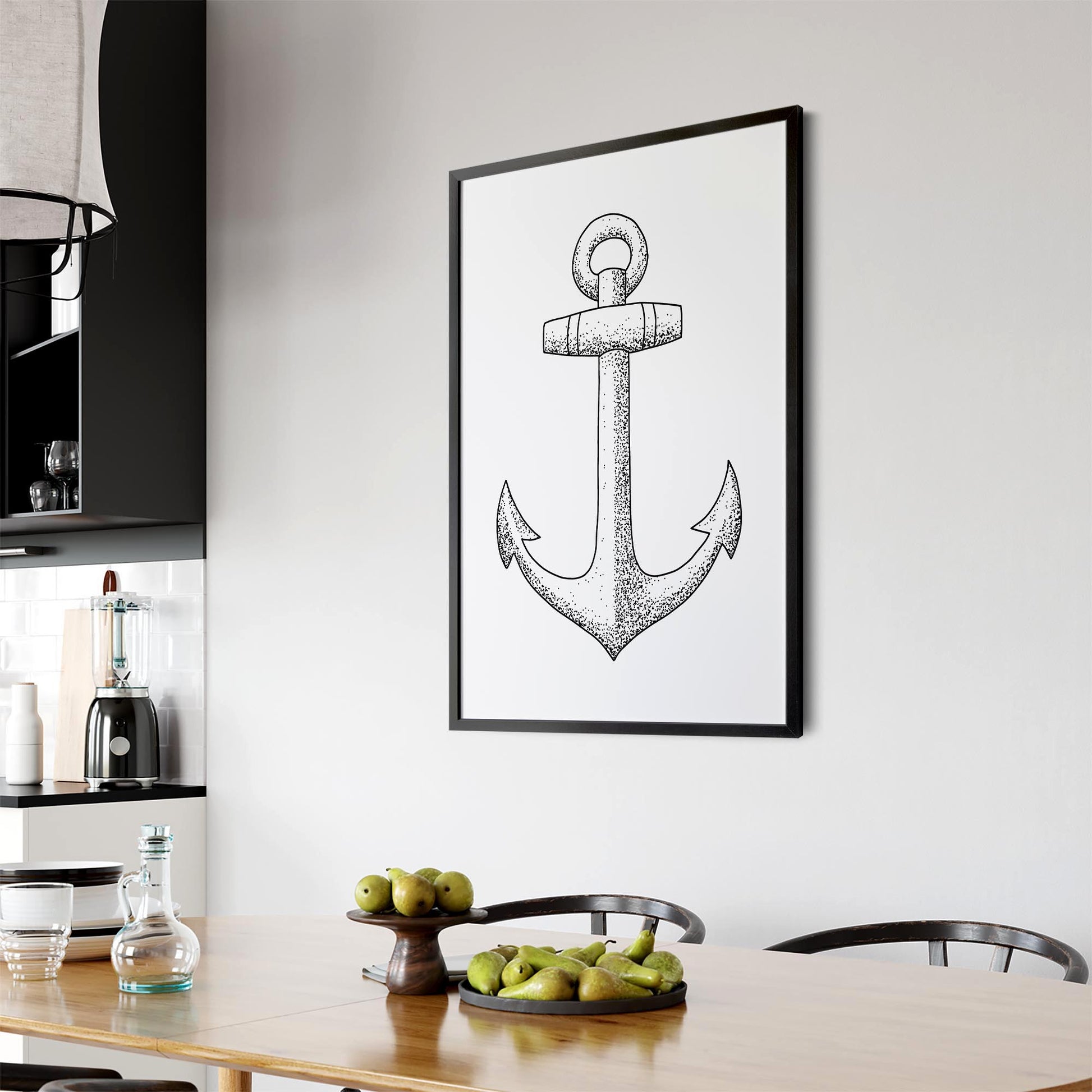 Anchor Drawing Nautical Coastal Bathroom Wall Art #2 - The Affordable Art Company