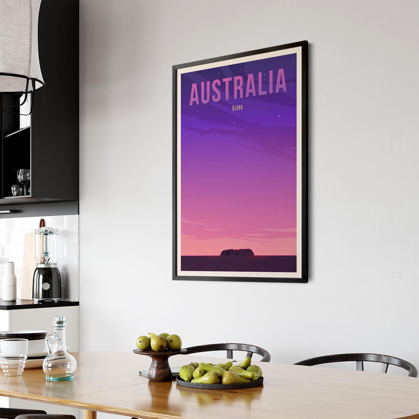 Retro Uluru, Australia Vintage Travel Wall Art - The Affordable Art Company