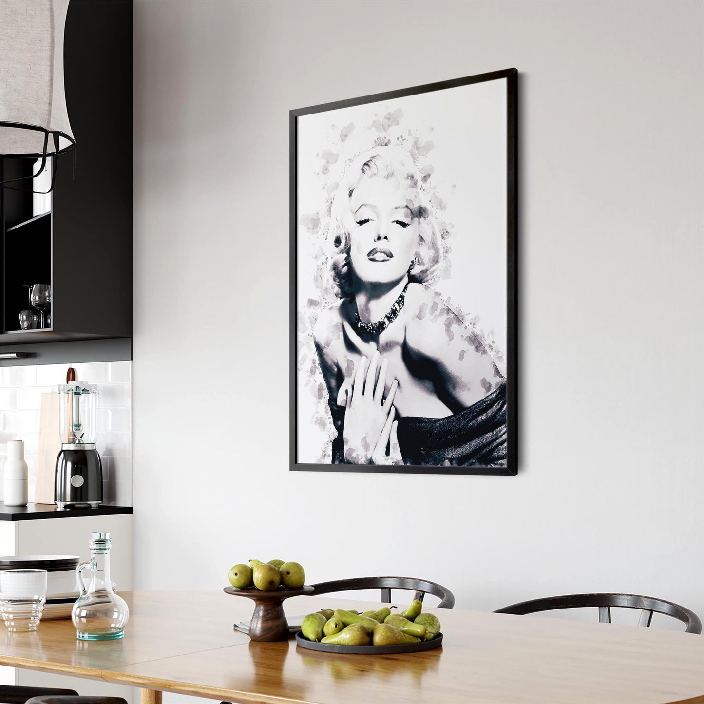 Marilyn Monroe Minimal Black Ink Fashion Wall Art #2 - The Affordable Art Company