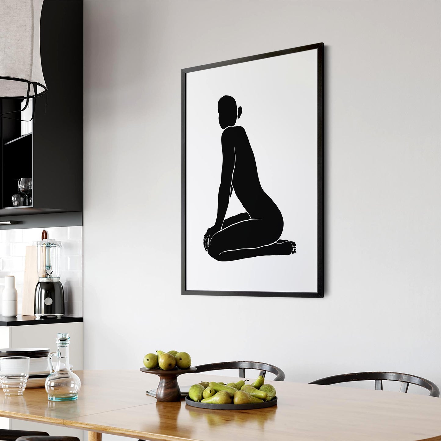 Nude Female Silhouette Retro Minimal Wall Art - The Affordable Art Company