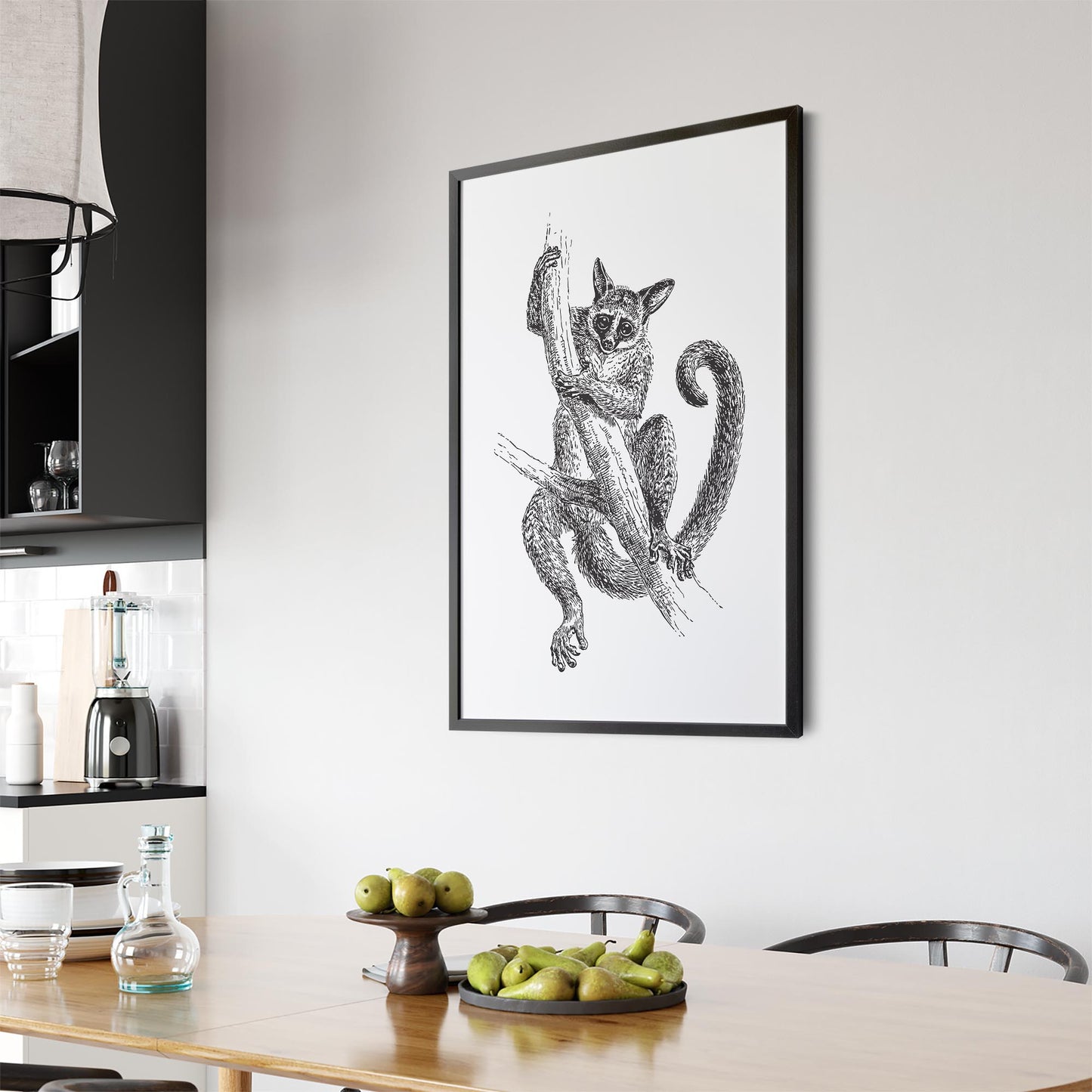 Lemur Detailed Drawing Animal Wall Art - The Affordable Art Company