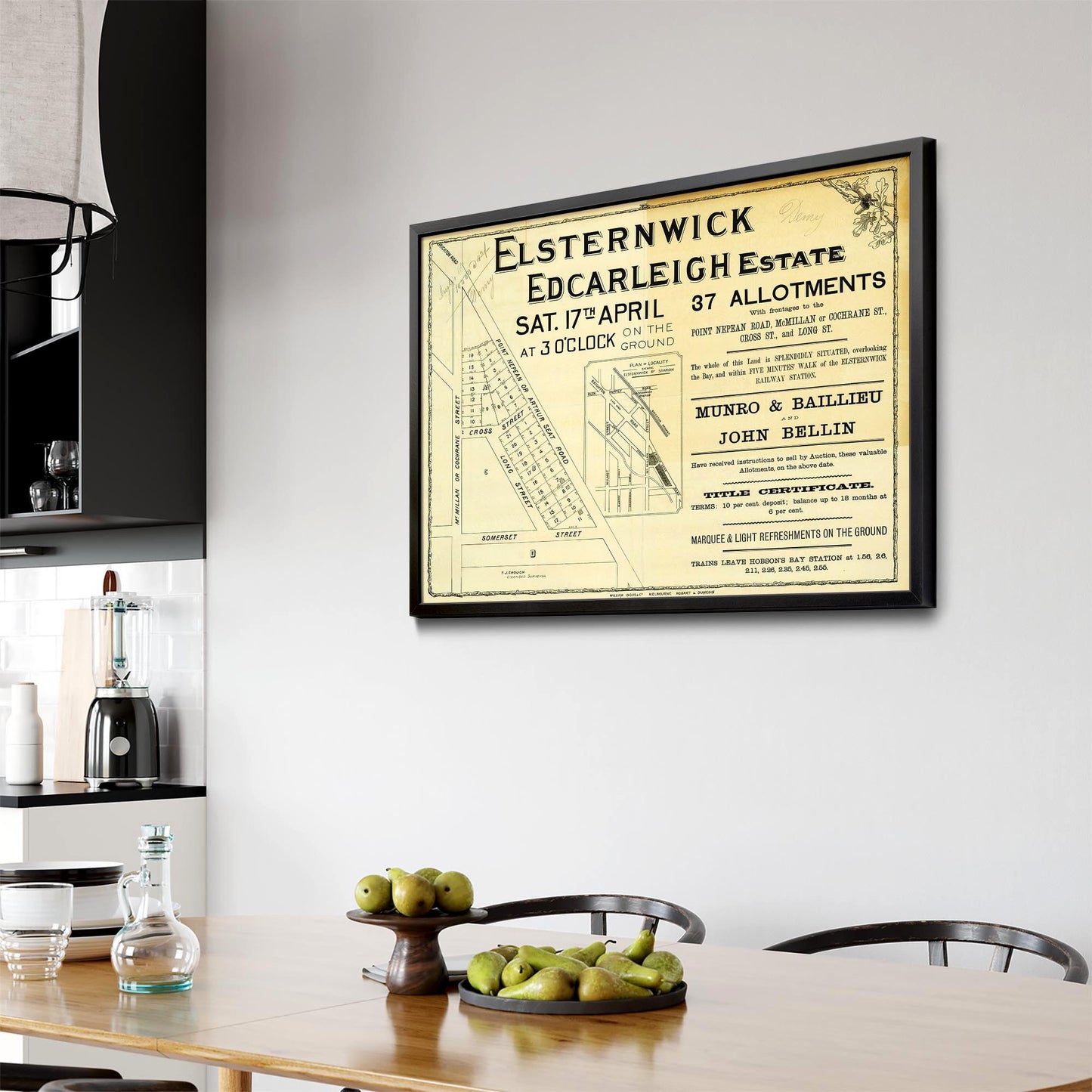 Elsternwick Melbourne Vintage Real Estate Advert Art - The Affordable Art Company