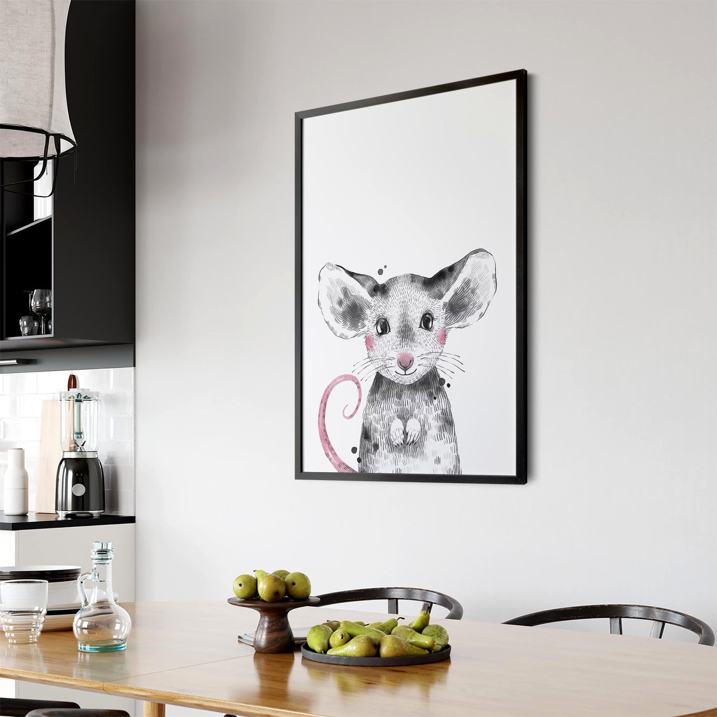 Cute Blushing Baby Mouse Nursery Animal Wall Art - The Affordable Art Company