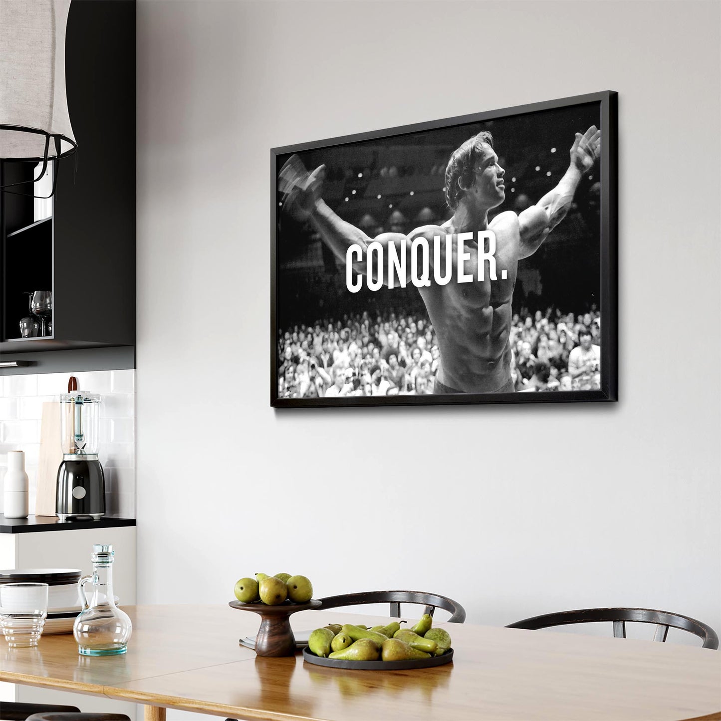 Arnold "Conquer" Fitness Gym Motivational Wall Art - The Affordable Art Company