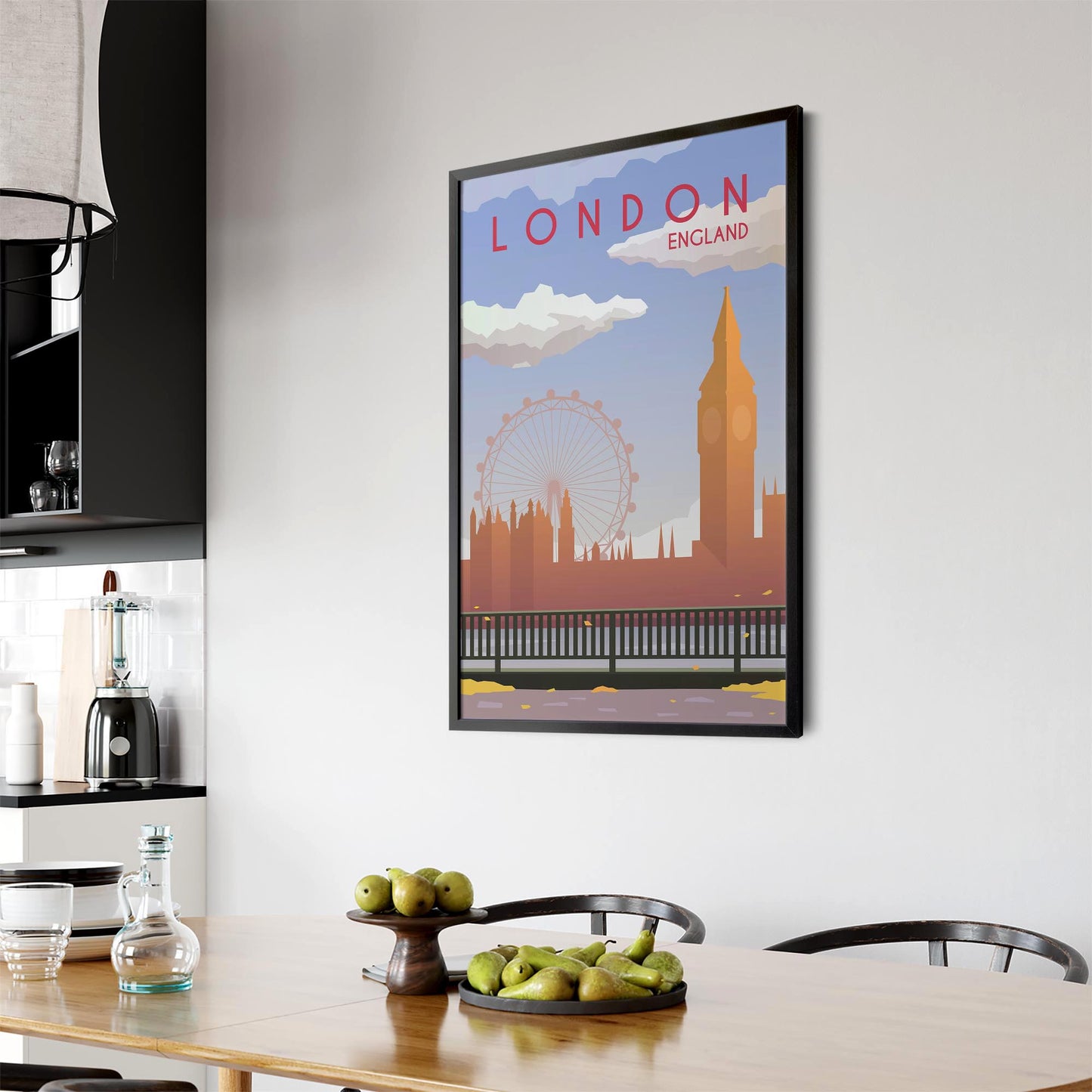 Retro London England UK Travel Vintage Wall Art - The Affordable Art Company