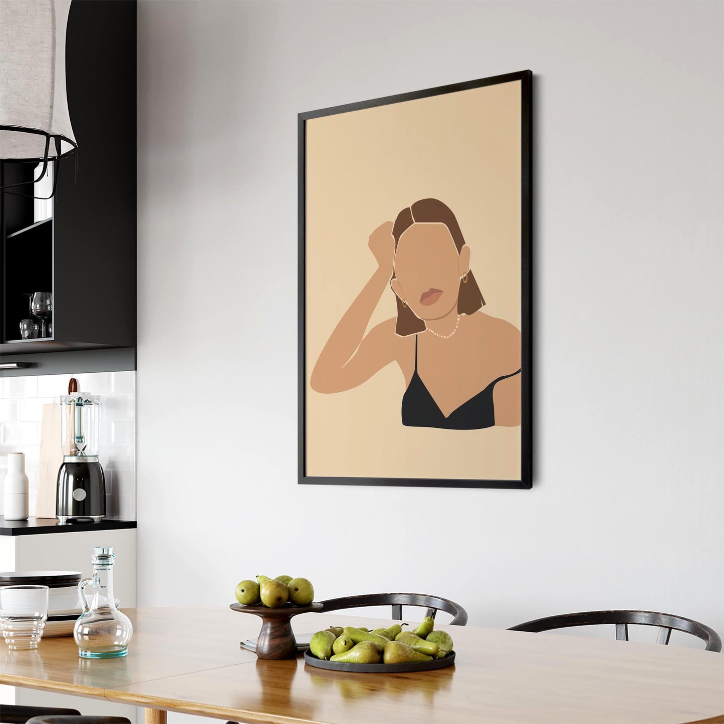 Abstract Brunette Girl Fashion Bedroom Wall Art - The Affordable Art Company