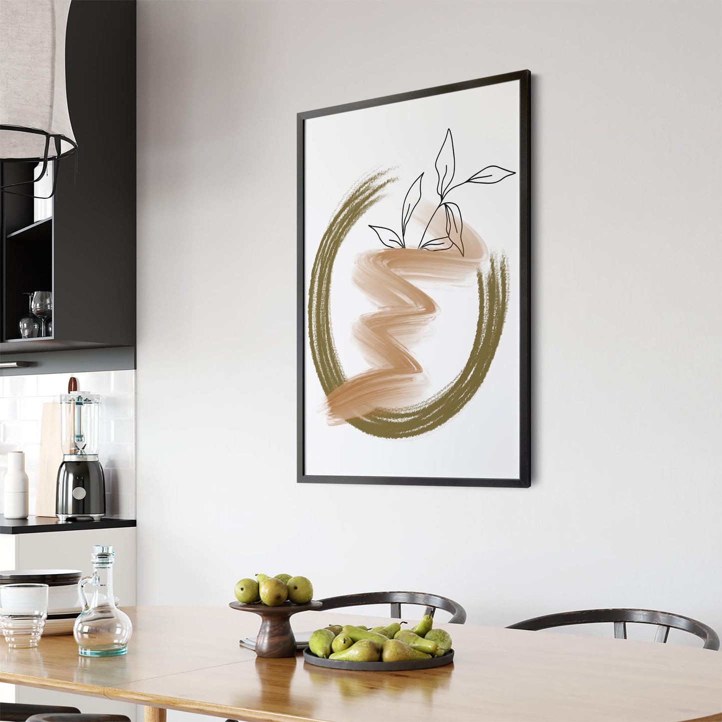 Plant Abstract Minimal Retro Drawing Wall Art #3 - The Affordable Art Company