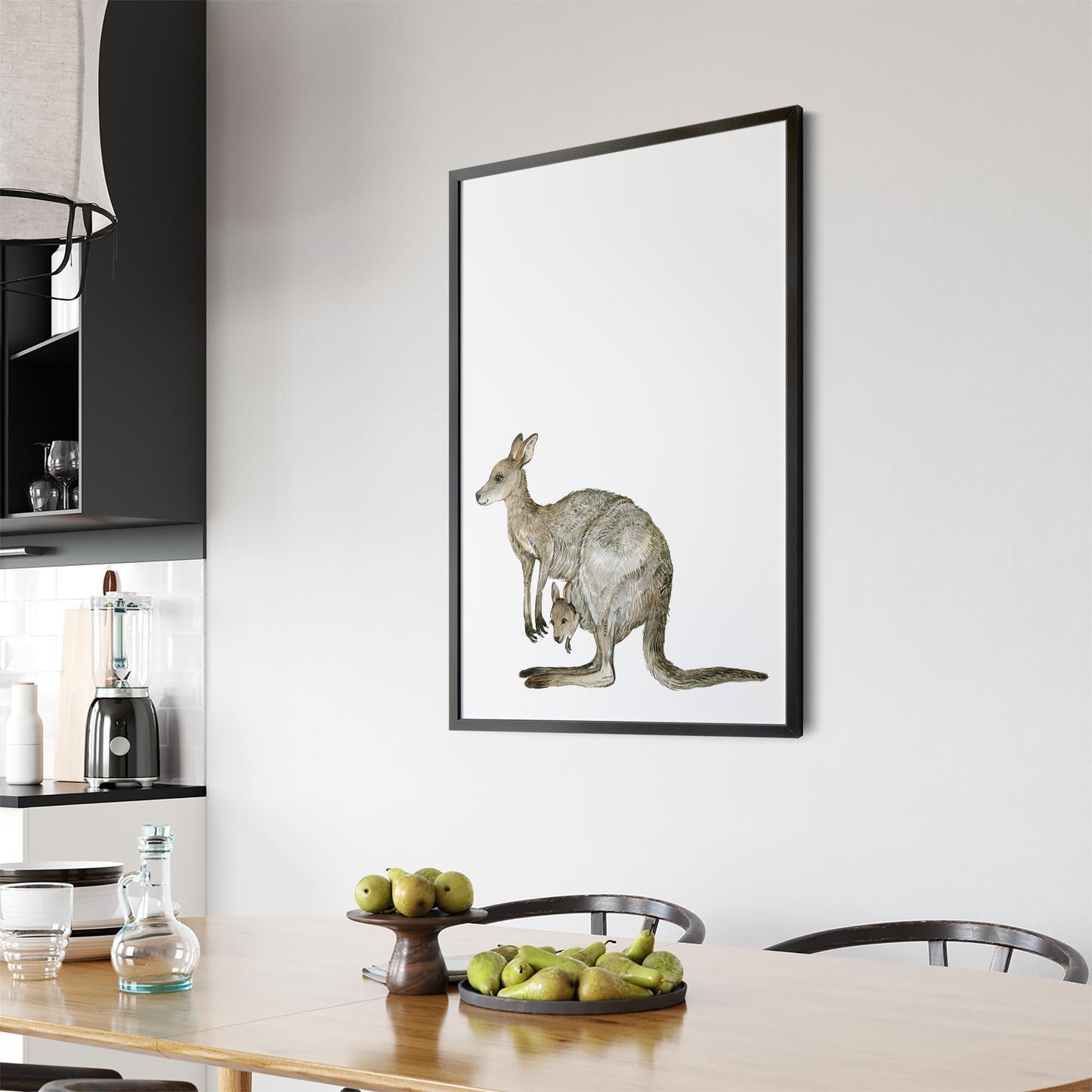 Australian Grey Kangaroo Painting Animal Nursery Art - The Affordable Art Company