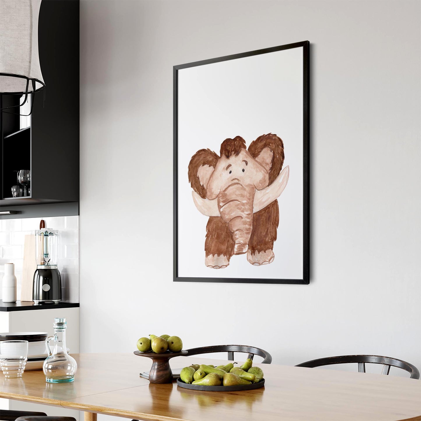 Cartoon Mammoth Cute Nursery Baby Animal Art - The Affordable Art Company