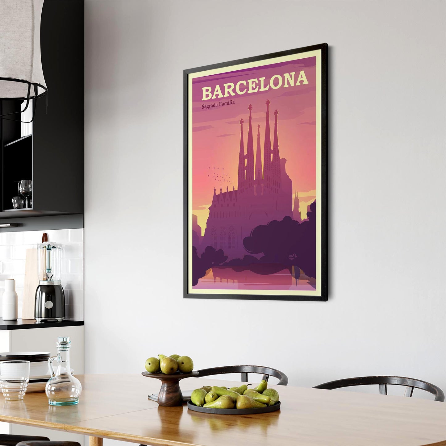 Retro Barcelona Spain Travel Vintage Wall Art - The Affordable Art Company