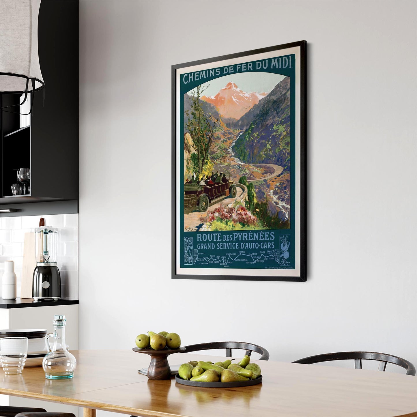French Pyrenees, France Vintage Advert Wall Art - The Affordable Art Company