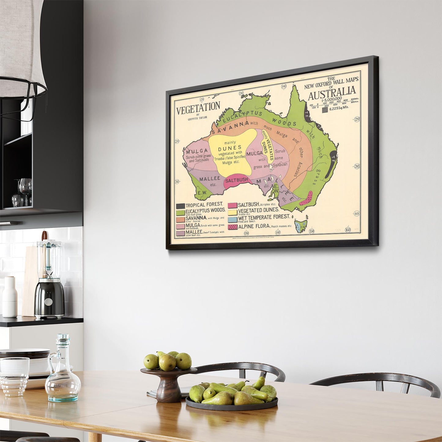 Australian Vegetation Vintage Map Wall Art - The Affordable Art Company