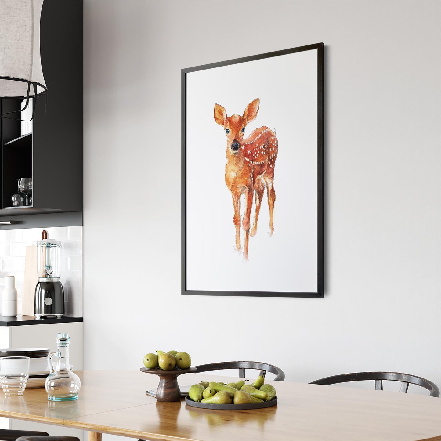 Watercolour Deer Painting Animal Nursery Wall Art - The Affordable Art Company