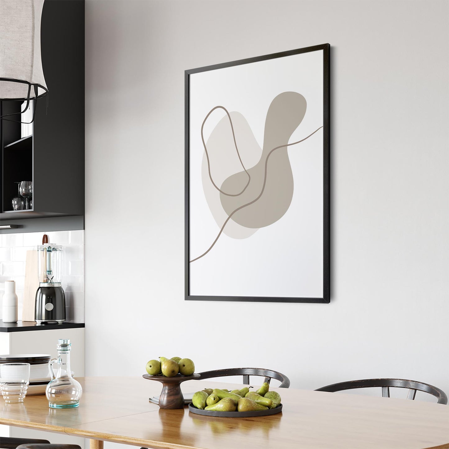 Minimal Black & White Shapes Abstract Wall Art #9 - The Affordable Art Company