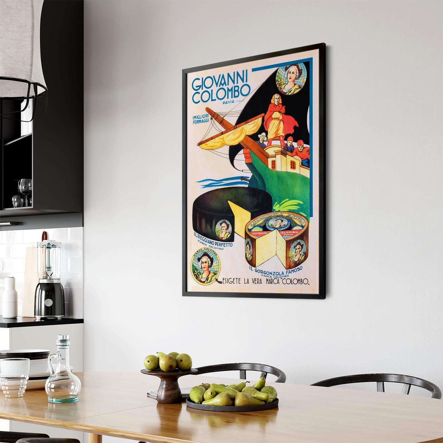 Giovanni Columbo Italian Cheese Vintage Food Advert Wall Art - The Affordable Art Company