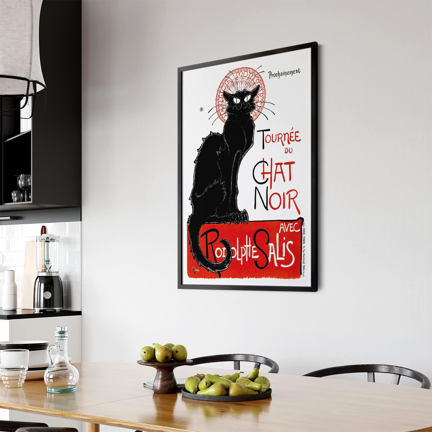 French Chat Noir Black Cat Vintage Advert Wall Art - The Affordable Art Company