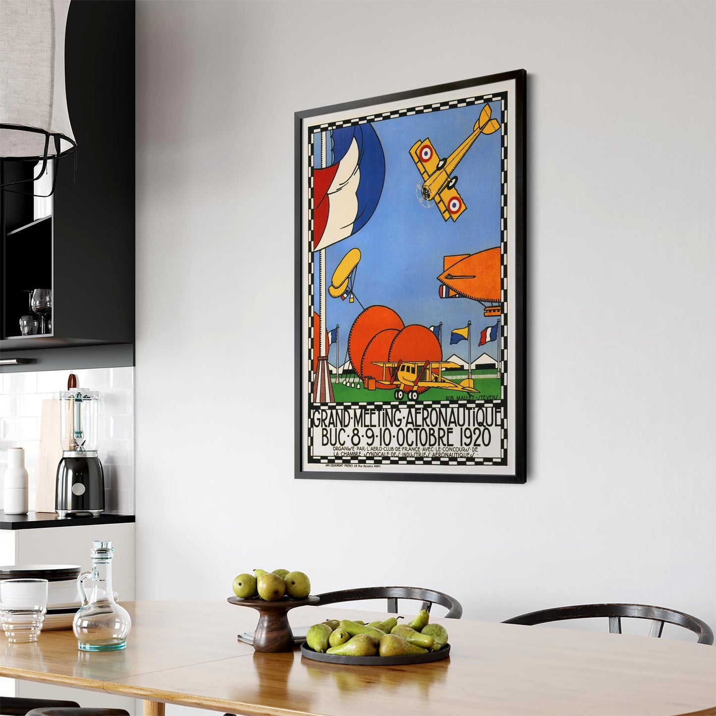 French Air Show Vintage Advert Pilot Wall Art - The Affordable Art Company