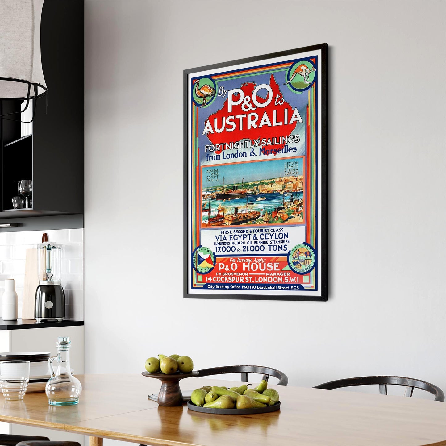 Vintage P&O Australia Travel Wall Art - The Affordable Art Company