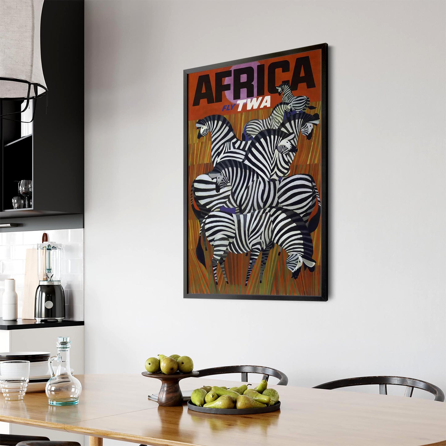 Africa fly TWA Vintage Travel Advert Wall Art - The Affordable Art Company