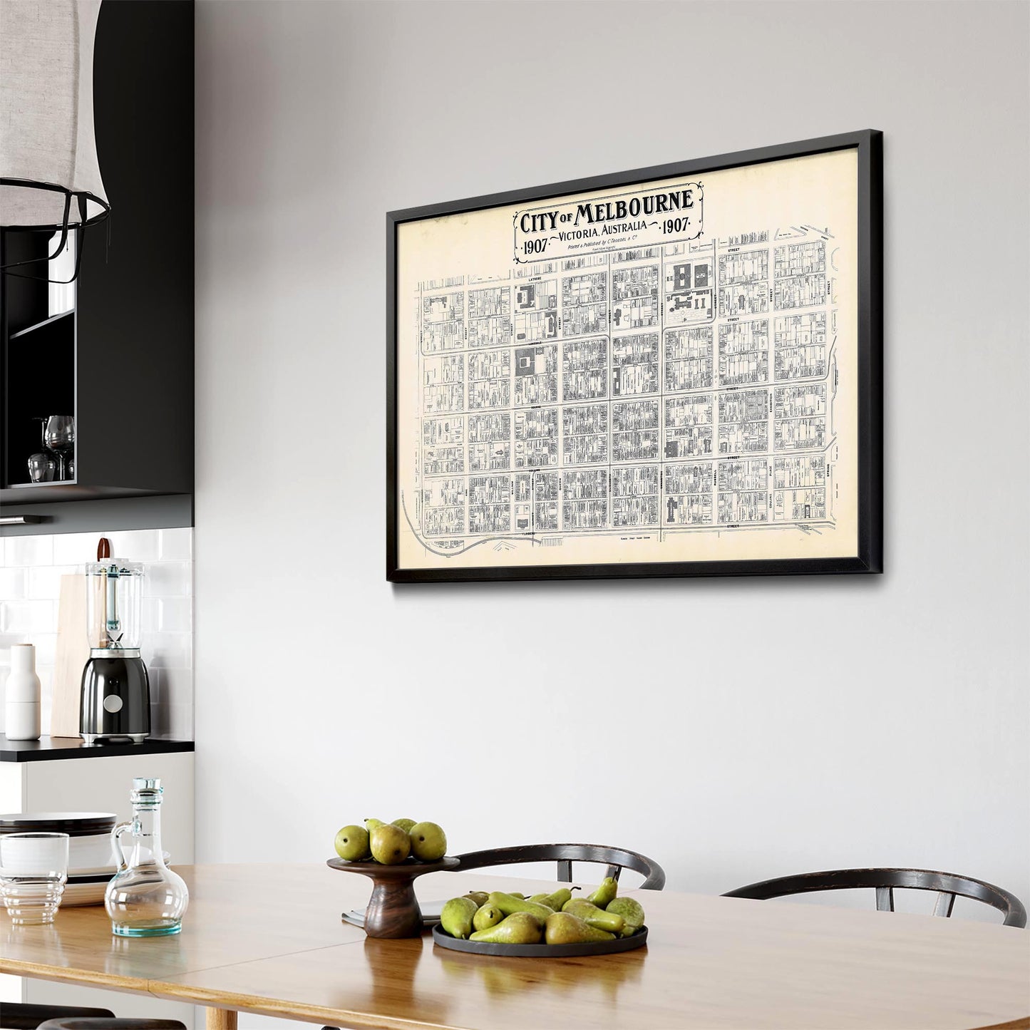 Vintage Melbourne CBD Street Map (1907) Wall Art - The Affordable Art Company