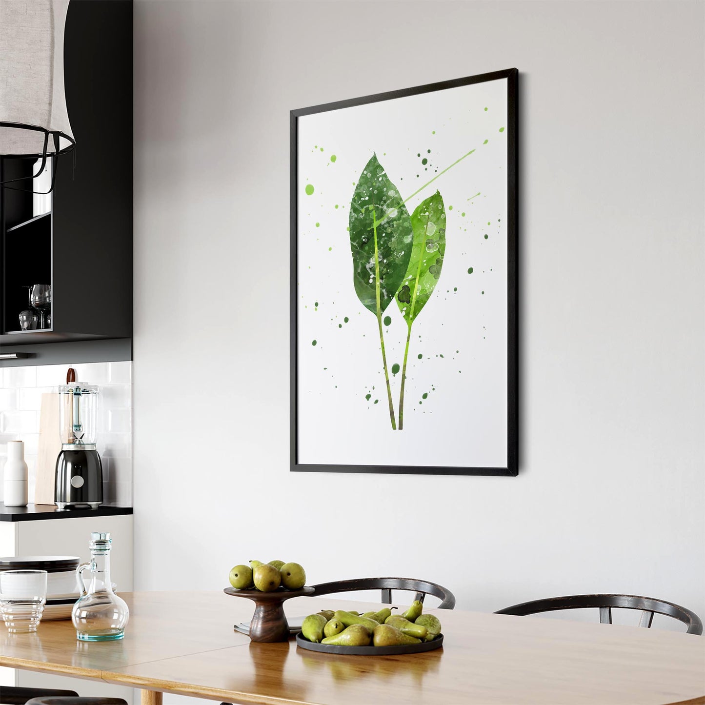 Green Leaf Nature Minimal Painting Wall Art - The Affordable Art Company