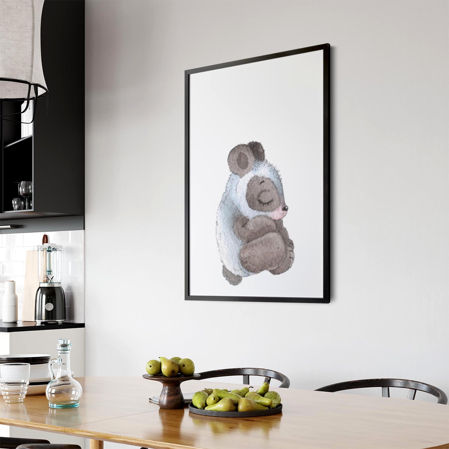 Cute Sleeping Bear Cartoon Animal Nursery Wall Art - The Affordable Art Company